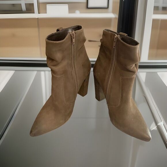 Steve Madden Ruling Taupe Leather Suede High Heel Ankle boots Size‎ 10 - Picture 1 of 9